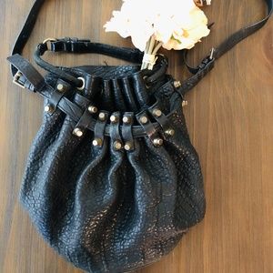 Alexander Wang Bucket Diego Pebbled Black Leather